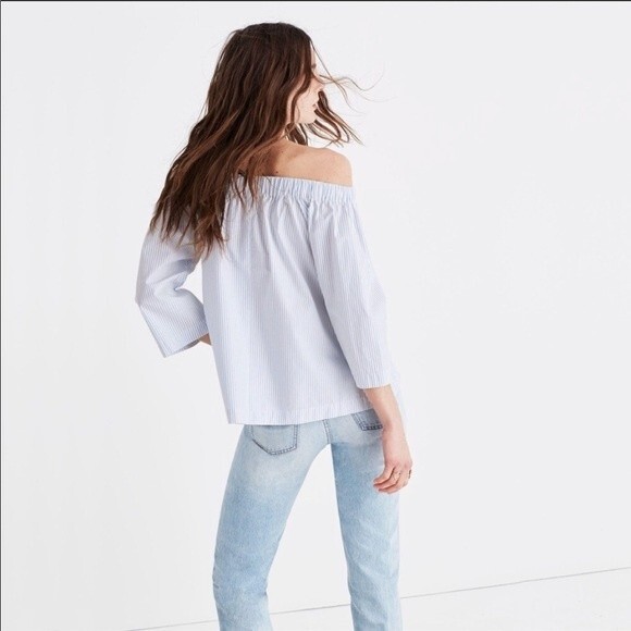 Madewell Clean Off-The_Shoulder Top in stripe - Picture 2 of 6